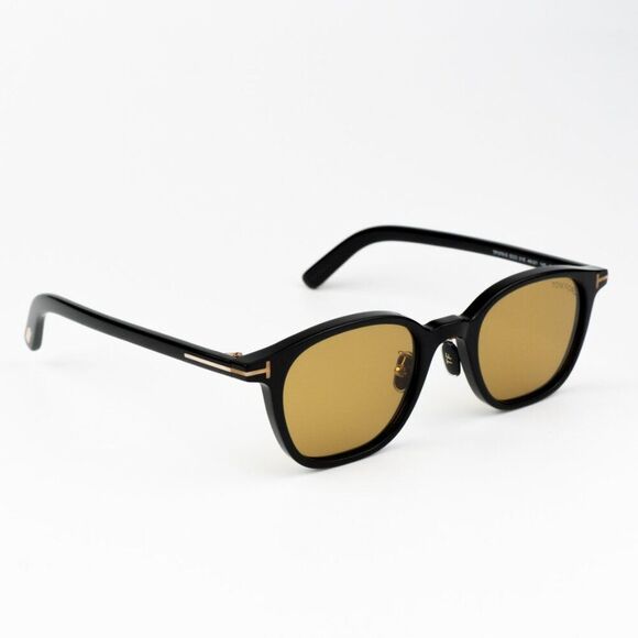NEW Tom Ford FT0978-D/S Eco 01E Shiny Black Light Brown Square Unisex Sunglasses - Picture 6 of 12